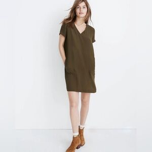 Madewell Button Back Easy Dress Tunic in Kale Olive